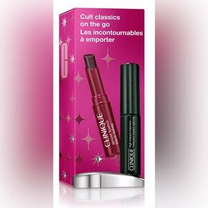 NEW Clinique Cult Classics On The Go 2 PIECE Set: Black Honey Lipstick & Mascara